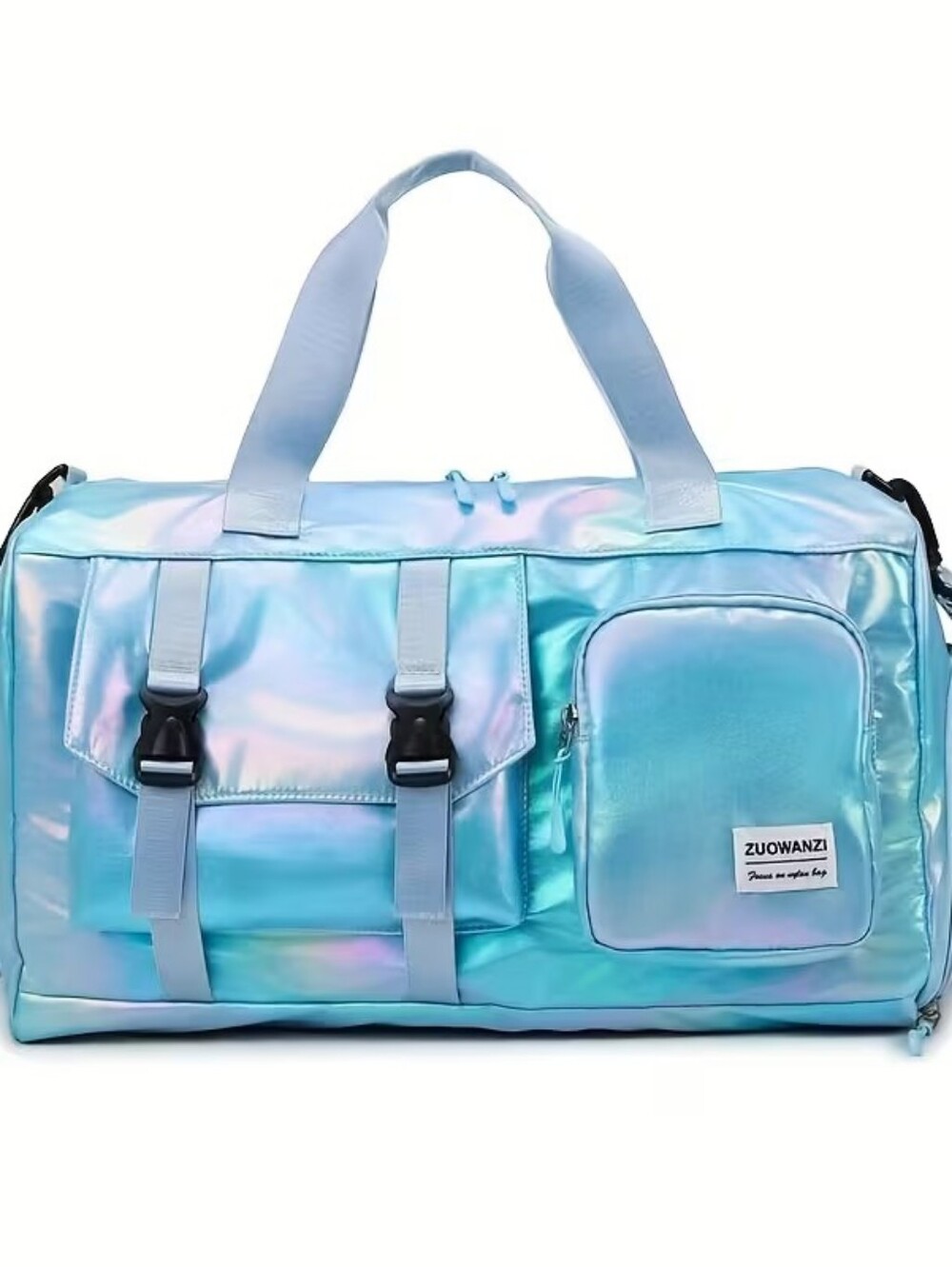 Sky Blue Pearlescent Gym Sports Training Travel Bag Wet/Dry Separation